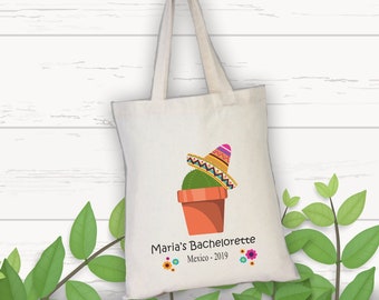 Cactus Custom Canvas Totes,  Bachelorette Party Totes, Wedding Welcome Tote Bag, Destination Wedding in Mexico, Beach Tote, Bridesmaid gift