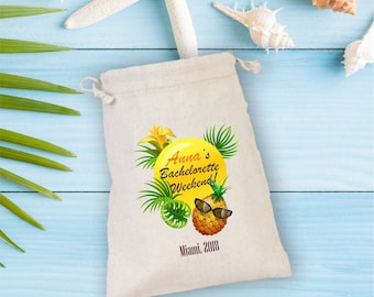 Bachelorette Hangover Kit, Drawstring Mini Favor Bags, Party Favor, Pineapple Bag, Personalized Bachelorette Weekend Bag