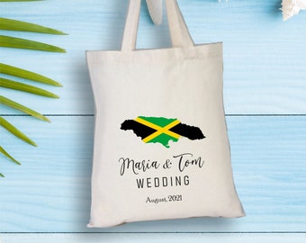 Jamaica Destination Wedding Tote Bag, Custom Map Favor