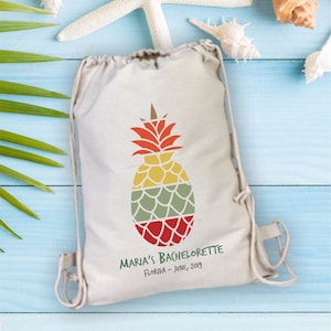 Pineapple Palm Springs Bachelorette Party Backpack, Beach Bachelorette Party Gift, Wedding Gift Tote, Pineapple Bridesmaid Favor Backpack