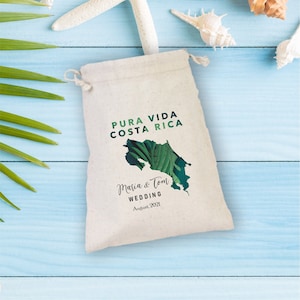 Pura Vida Costa Rica Destination Bachelorette Party Hangover Kit, Costa Rica Beach Party Favor Bags, Wedding Part Favor, Costa Rica Map
