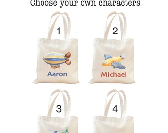 Air Transport Party Favor Bags, Airplane Helicopter Mini Tote