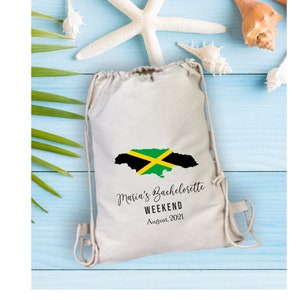 Jamaica Destination Bachelorette Backpack, Destination Bachelorette, Jamaica Beach Party Backpack, Jamaican Map Flag Backpack