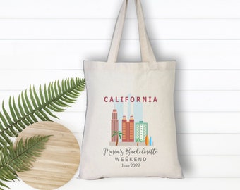 Los Angeles California Custom Tote, Welcome Tote Bags, Wedding Favor, Welcome Bag, Bachelorette Tote, Bridesmaid Gift, Beach Tote