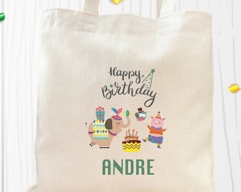 Custom Circus Animals Birthday Favor Bag, Kids Tote