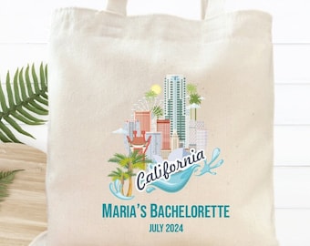 California Bachelorette Party Favor Tote, Beach Wedding Gift Bag