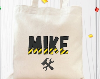Personalized Construction Party Favor Bag, Hammer Gift Bag (9x11 inch)