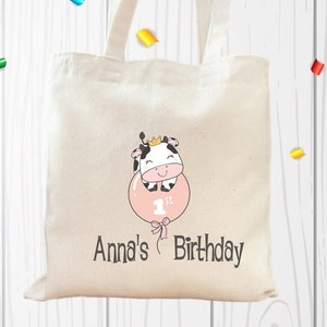 Cow Party Favor Bags, Cow Treat Bags, Cow Party Mini Tote Bags, 1st Birthday Treat Bags, First Birthday Treat Bag, Custom Bag for Birthday