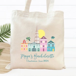 Charleston Bachelorette Party Treat Bag, South Carolina Party Mini Tote Bag,  Wedding Part Favor, Charleston Tote, Charleston Gift Bag