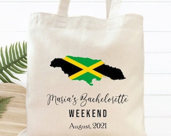 Jamaica Bachelorette Party Mini Tote Bag, Jamaican Map Favor