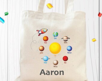 Custom Solar System Party Favor Tote Bag, Planets Treat Bag