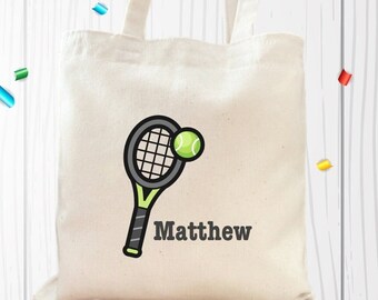 Personalized Tennis Party Favor Bag, Cotton Mini Tote (9x11 inch)