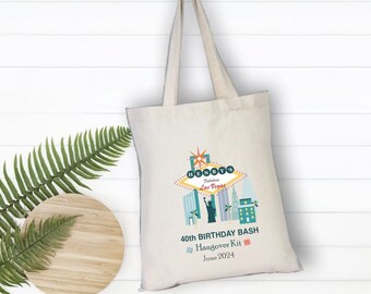 Personalized Las Vegas Birthday Cotton Tote Bag, Birthday Bash Gift