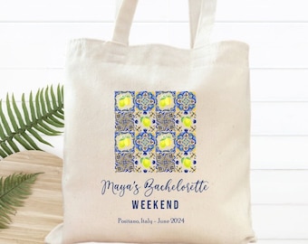 Personalized Positano Bachelorette Party Mini Tote, Italy Destination Gift Bag