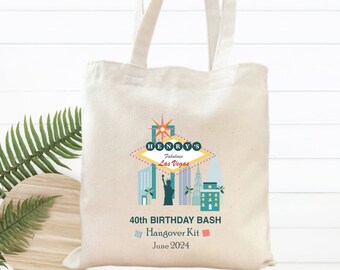 Personalized Las Vegas Birthday Tote Bag, Mini Bachelorette Party Favor