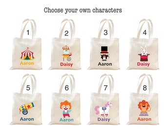 Personalized Circus Party Favor Bags, Carnival Treat Bags