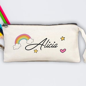Personalized Rainbow Pencil Cases, Pencil Case for Kids, Pencil Boxes, Custom Cotton Pencil Case, Back to School, Birthday gift For Kids