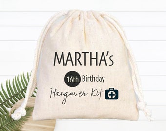 Kit personalizado para la resaca del 16º cumpleaños, bolsa de regalo de algodón