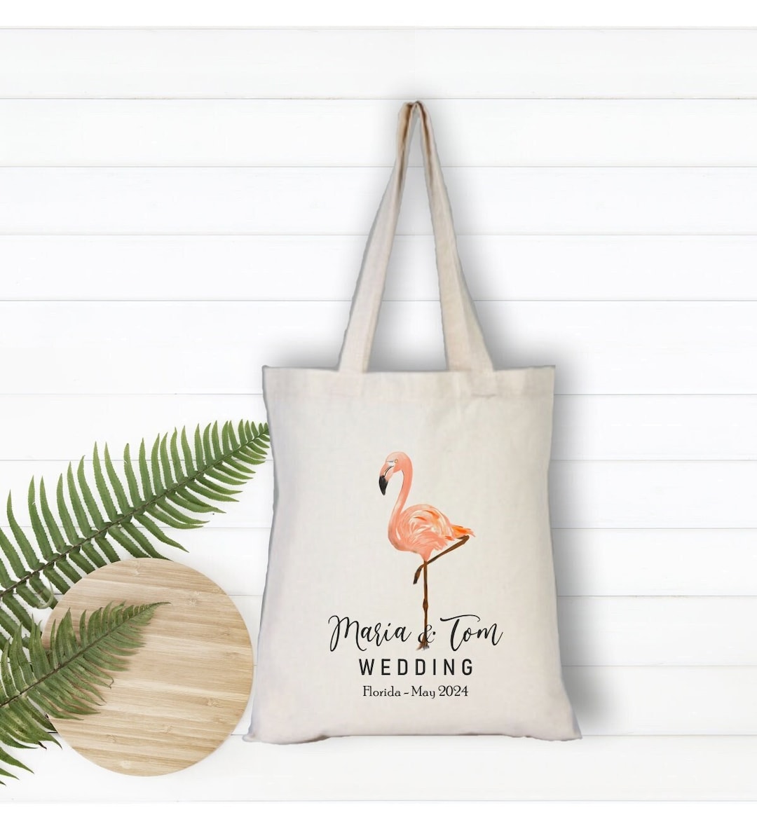 Sac fourre-tout de mariage flamant rose aquarelle, sac cadeau EVJF