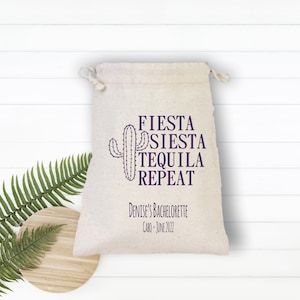 Fiesta Siesta Tequila Repeat Hangover Bag, Bachelorette Hangover Kit Bag, Survival Kit, Mexico Bachelorette Bag, Mexico Wedding Favors