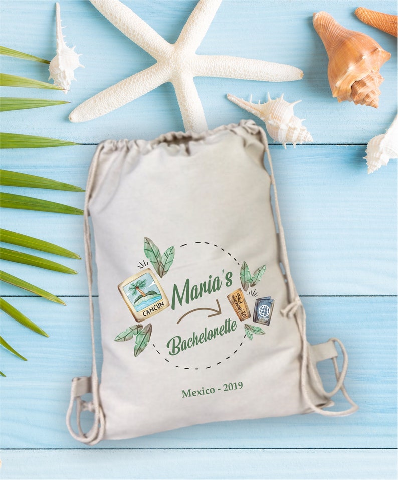 Favor Bag Destination Wedding in Mexico Cancun Custom Backpack Beach Tote Bridesmaid Gift Bachelorette Party Gift Wedding Welcome Bag