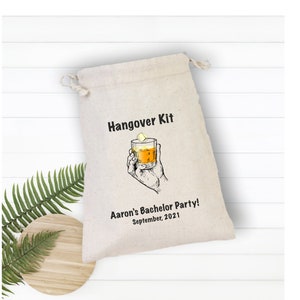 Personalized Bachelor Party Hangover Kit, Bachelor Favors Drawstring Bag, Recovery Kit Bachelor, Custom Bachelor, Bachelor Party Gifts Bag