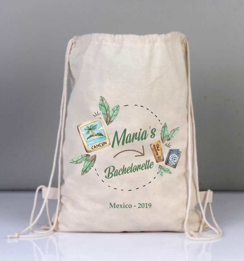Favor Bag Destination Wedding in Mexico Cancun Custom Backpack Beach Tote Bridesmaid Gift Bachelorette Party Gift Wedding Welcome Bag