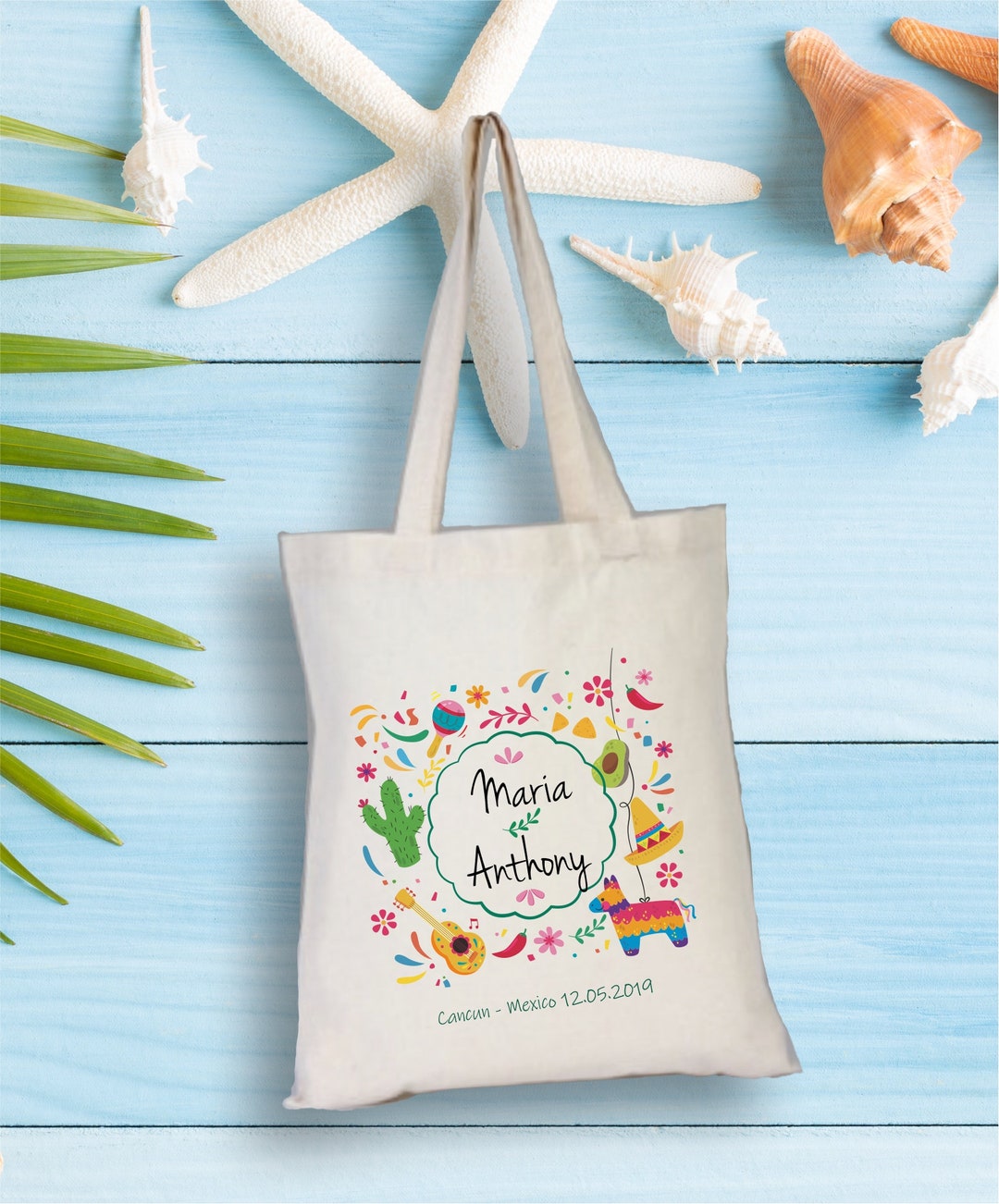 Mexican Custom Canvas Totes, Bachelorette Party Totes, Wedding Welcome ...