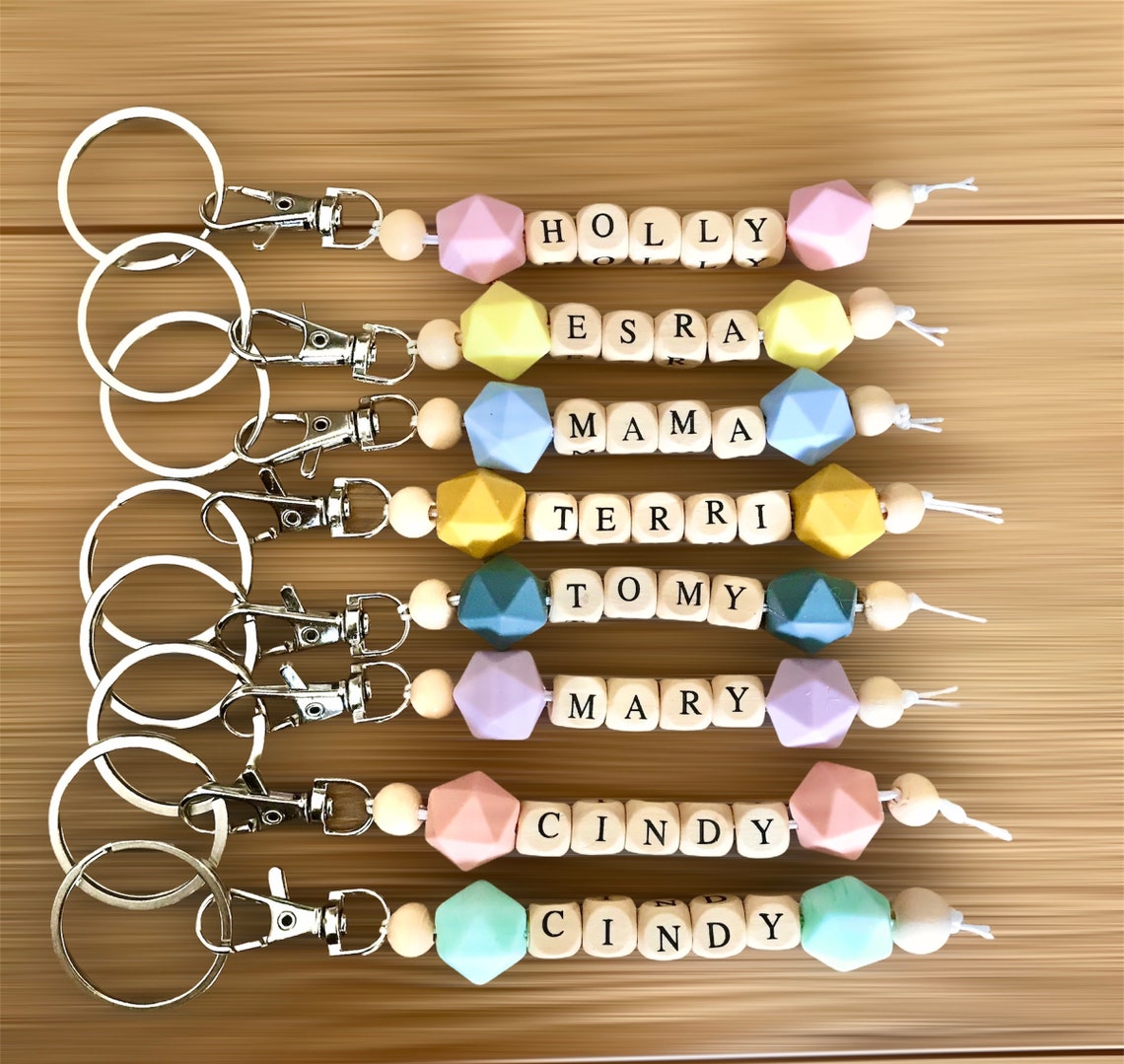 Silicone Key Chain Beaded Key Holder Custom Keyring Etsy