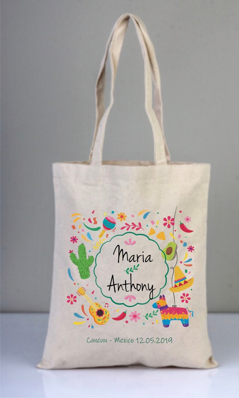 Mexican Custom Canvas Totes, Bachelorette Party Totes, Wedding Welcome ...