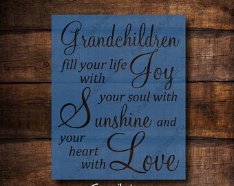 Family Stencil Grandchildren Complete Circle Life Love Kids Country Prim Signs
