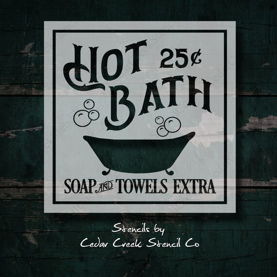 Hot Bath Stencil Reusable Stencil Vintage Sign Stencil Etsy