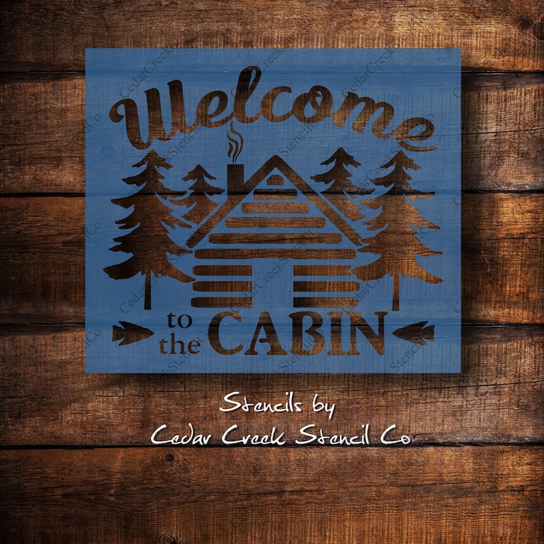 Welcome to the cabin Stencil Reusable craft stencil Stencil | Etsy