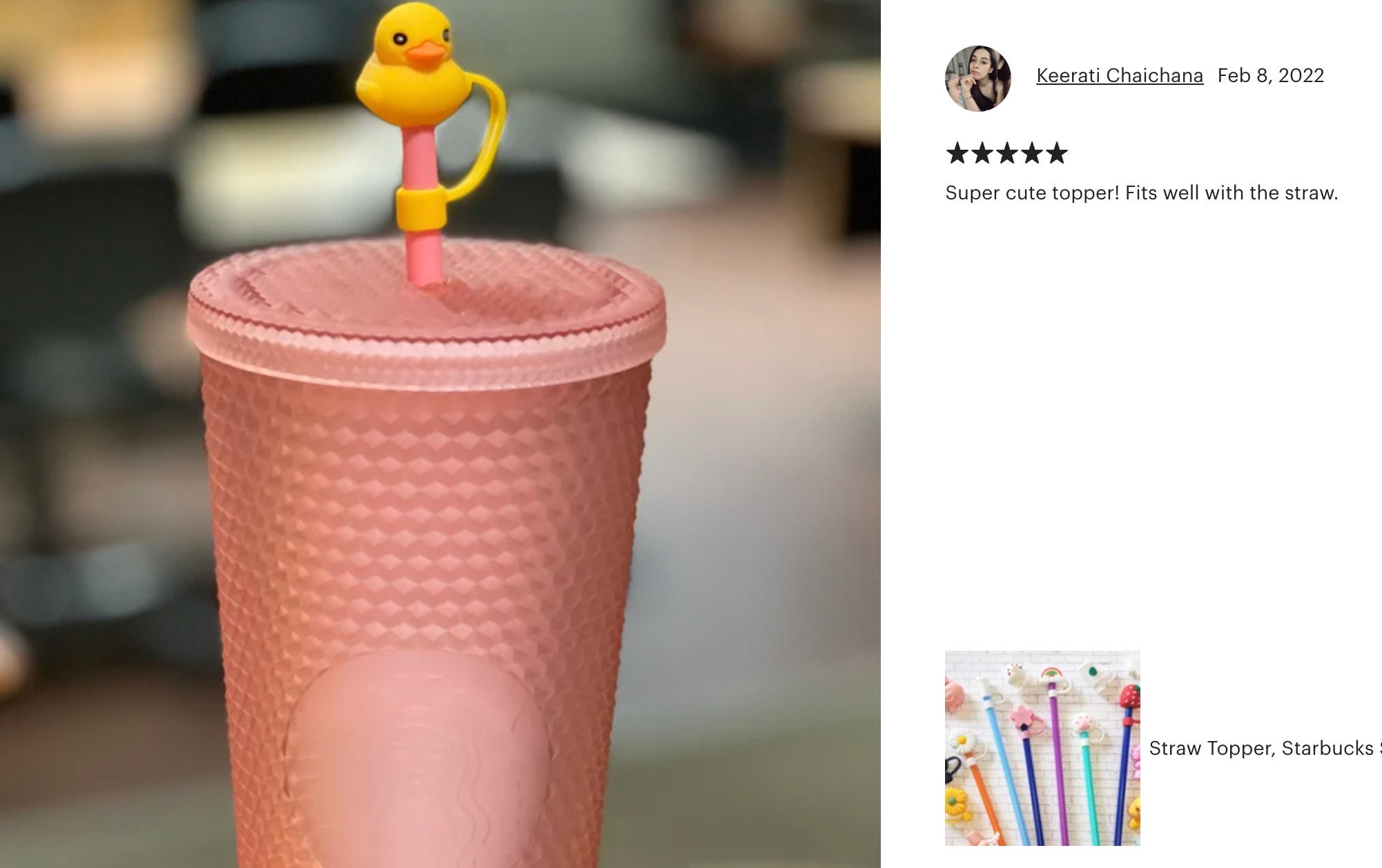 Starbucks Straw Toppers Cute Sakura Tumbler Cup Fitting Silicone Straw Dust  Plug