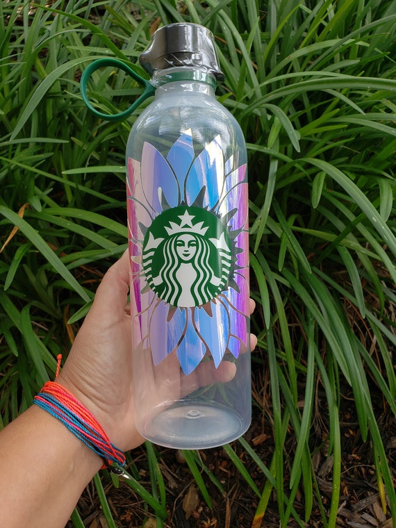 Starbucks Plastic Water Bottle | Sunflower Holographic Water Bottle | 24  oz. Refillable