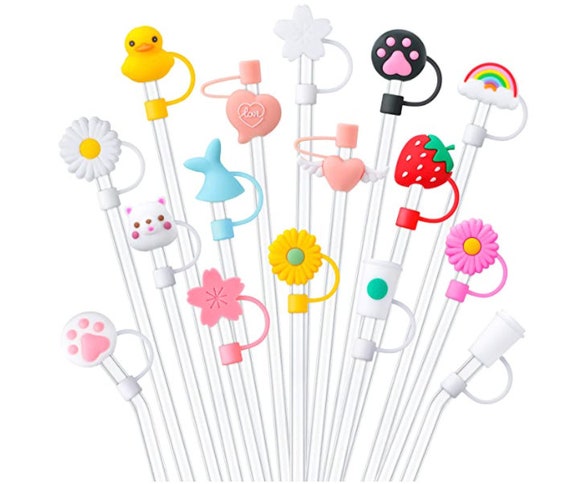 New Hot Starbucks Straw Toppers Cute Animal Cup Fitting Silicone Straw Dust  Plug