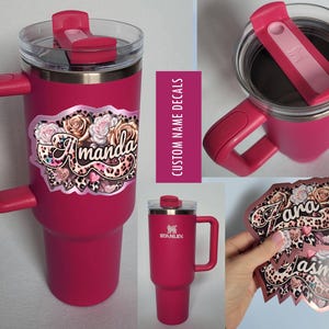 Coupe Stanley personnalisée | Nom personnalisé personnalisé | Accessoires pour coupes Stanley | cadeaux personnalisés pour elle, cadeaux de remise des diplômes pour elle