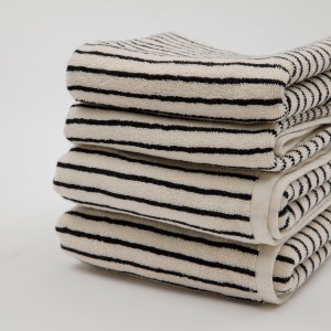 Melika Turkish Cotton Striped Turkish Hand & Bath Terry Towel Set for Home Decor