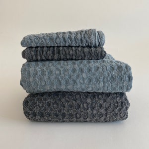 Linda 100% Cotton Waffle Weave Stonewashed Turkish Hand and Bath Towel Set bild 4