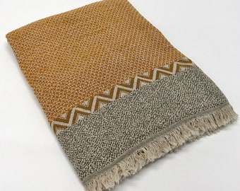 Dylan Linen and Cotton Turkish Throw Blanket