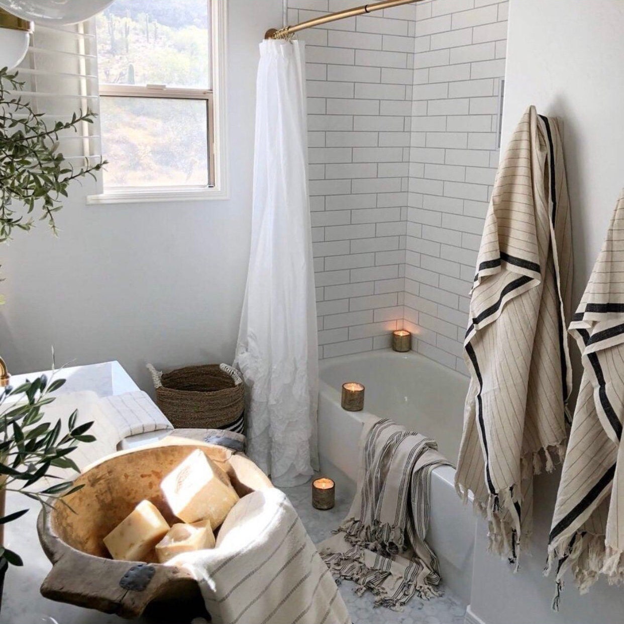 Silvia Luxurious Turkish Bath Towel Rustic Farmhouse Home Decor 100%  Turkish Cotton Towel Large Towel 