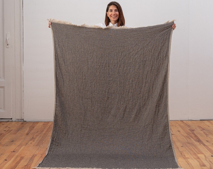 Ekani Linen & Cotton Blend Turkish Throw Blanket for Fall Home Decor