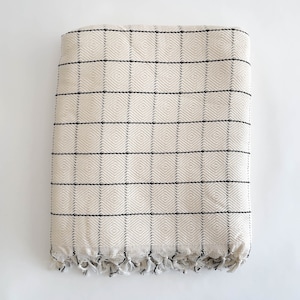 Striped Turkish Cotton Throw Blanket with Tassels - Farmhouse Decor