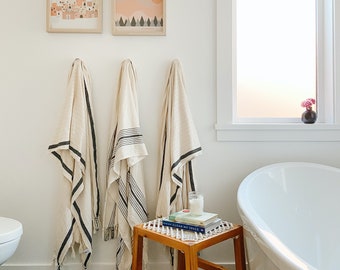 OUTLET  Turkish Cotton Peshtemal Towel | Zebrine Striped Bath Towel for Home Decor
