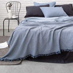 King Size Crinkle Muslin Blanket: 4-Layer Turkish Cotton Bed Cover