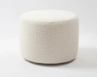 The White Decorative Round Pouf