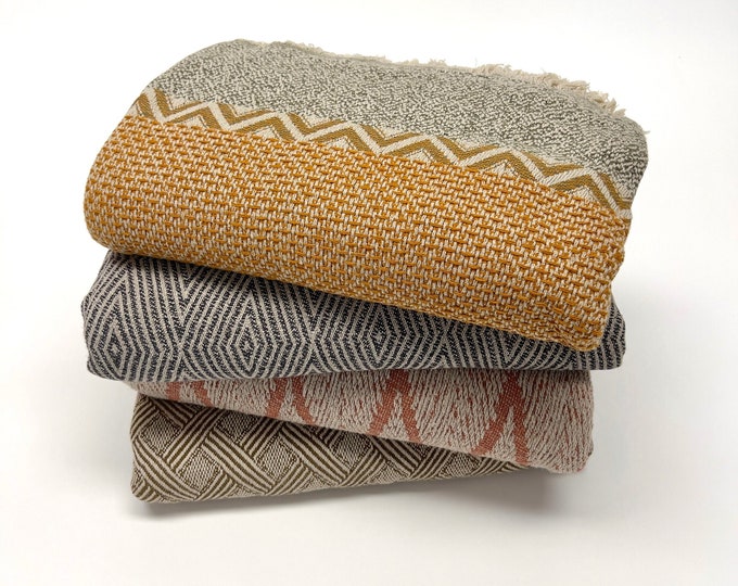 Dylan Linen and Cotton Turkish Throw Blanket for Home Decor