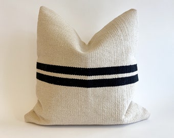 Handwoven Black and Cream Pillow Home Decor