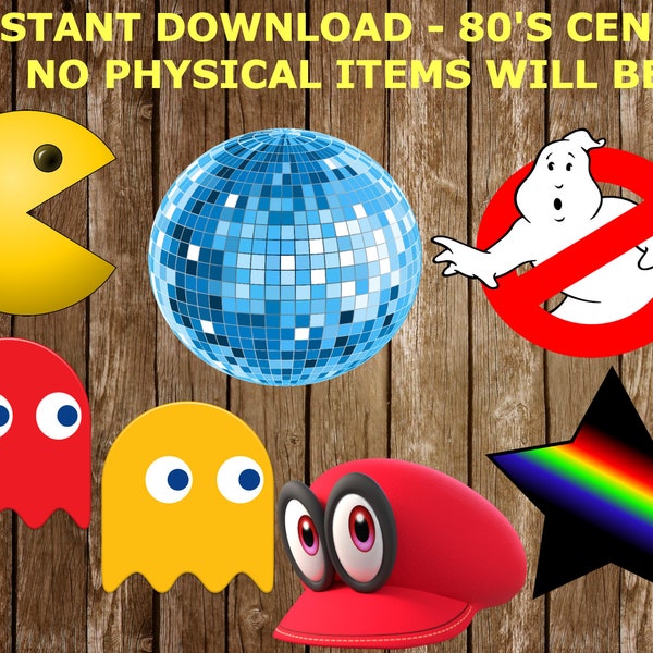 80's Party Printable Centerpiece Cutouts, 80's Party Instant Download, Digital 80's Centerpiece Cutouts, 80s Birthday Party, 80's Gift Idea