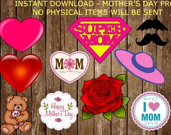 Digital Mother&#39;s Day Props, Instant Download Mother&#39;s Day Props, Printable Mother&#39;s Day Props, Mother&#39;s Day